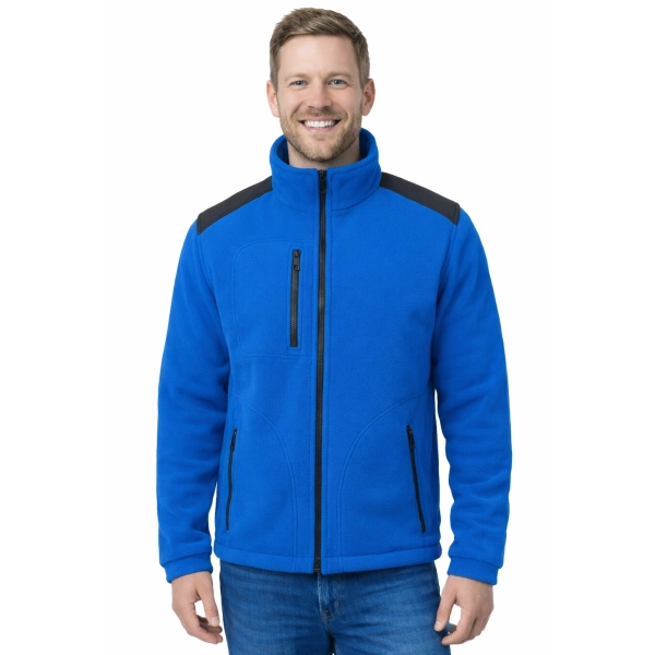 Bluza polarowa chabrowa wstawki czarne roz.L